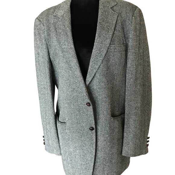Petersen, Harned, Von Maur Herringbone Wool Tweed Blazer: Vintage Men's Size 42L - Picture 1 of 10